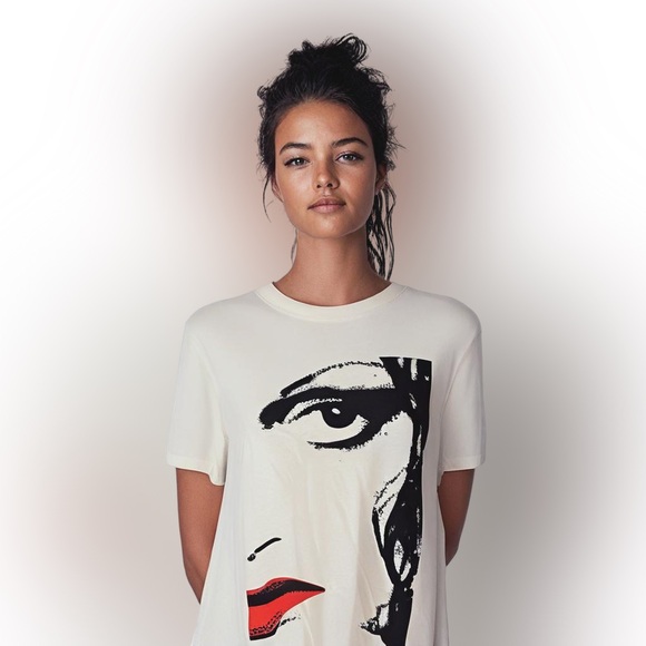 DIANE VON FURSTENBERG DVF Target Collab white Tshirt Red Lip Tee size LG cotton - Picture 2 of 16